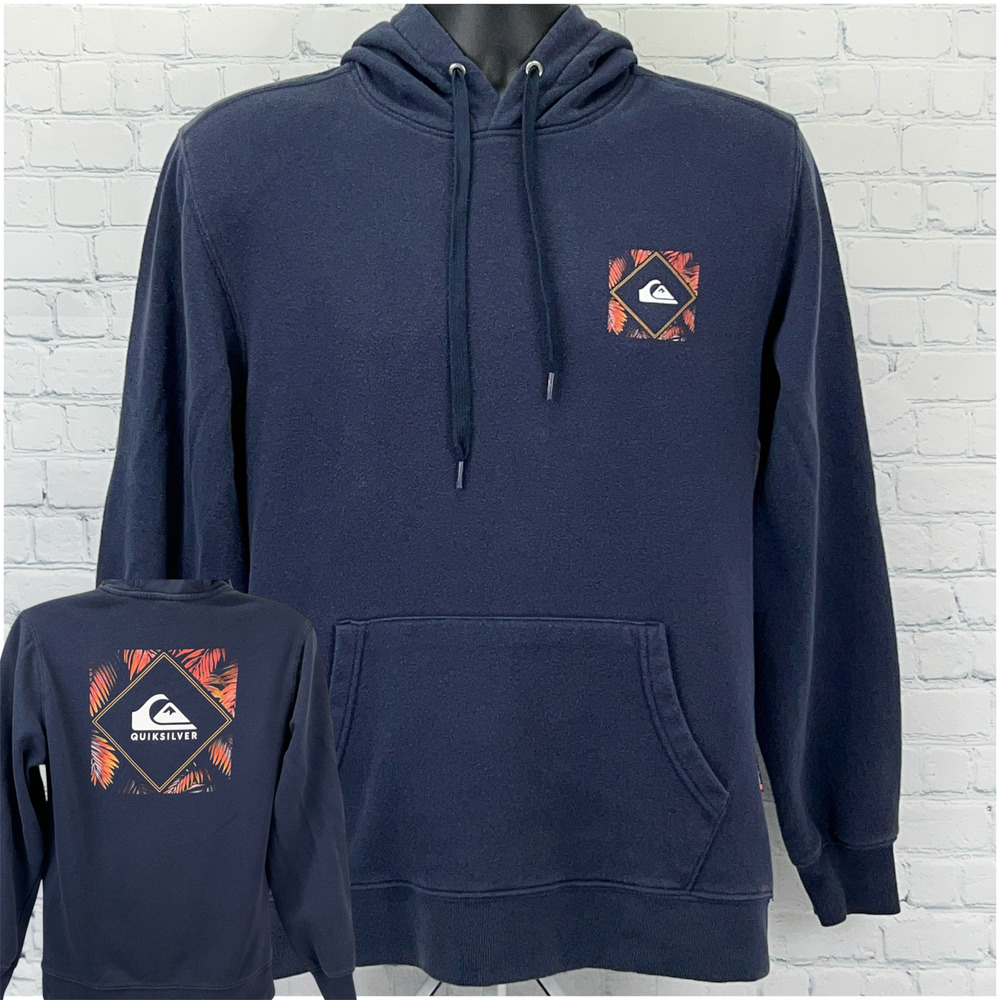 Quiksilver Hoodie S Small Blue Surfer Surfing Surfboarding Hooded Sweatshirt